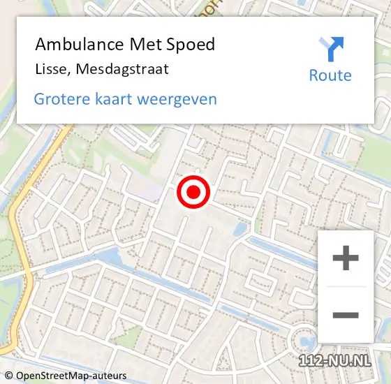 Locatie op kaart van de 112 melding: Ambulance Met Spoed Naar Lisse, Mesdagstraat op 7 oktober 2024 19:04