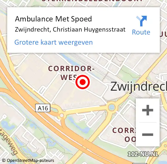 Locatie op kaart van de 112 melding: Ambulance Met Spoed Naar Zwijndrecht, Christiaan Huygensstraat op 7 oktober 2024 19:11