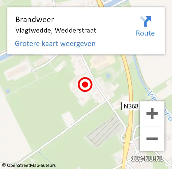 Locatie op kaart van de 112 melding: Brandweer Vlagtwedde, Wedderstraat op 7 oktober 2024 19:13