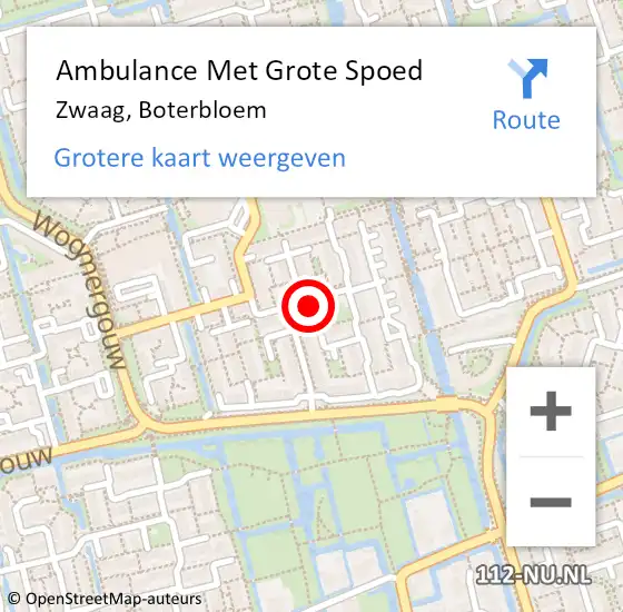 Locatie op kaart van de 112 melding: Ambulance Met Grote Spoed Naar Zwaag, Boterbloem op 7 oktober 2024 19:15