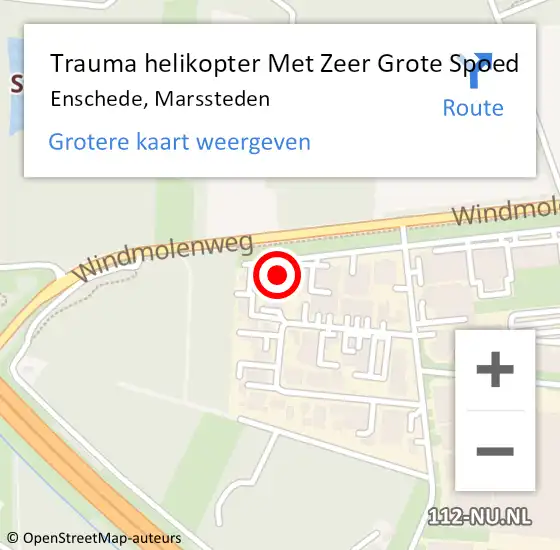 Locatie op kaart van de 112 melding: Trauma helikopter Met Zeer Grote Spoed Naar Enschede, Marssteden op 7 oktober 2024 19:17