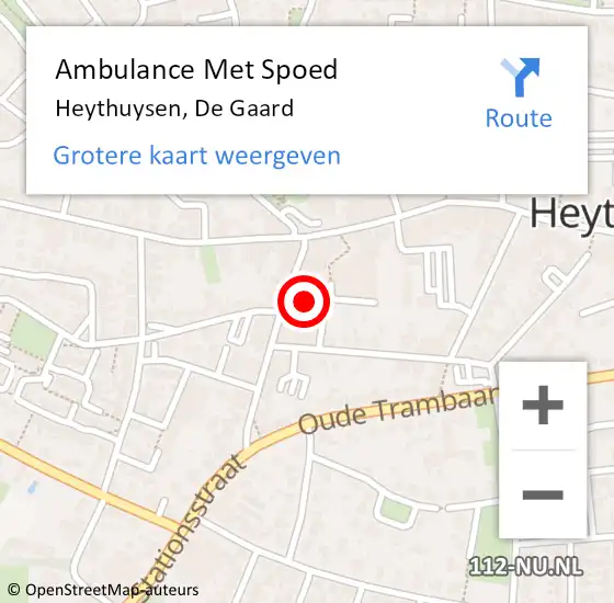 Locatie op kaart van de 112 melding: Ambulance Met Spoed Naar Heythuysen, De Gaard op 7 oktober 2024 19:19