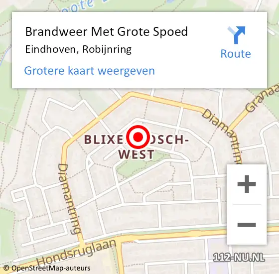 Locatie op kaart van de 112 melding: Brandweer Met Grote Spoed Naar Eindhoven, Robijnring op 7 oktober 2024 19:20