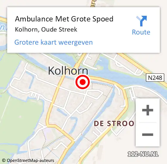 Locatie op kaart van de 112 melding: Ambulance Met Grote Spoed Naar Kolhorn, Oude Streek op 7 oktober 2024 19:21