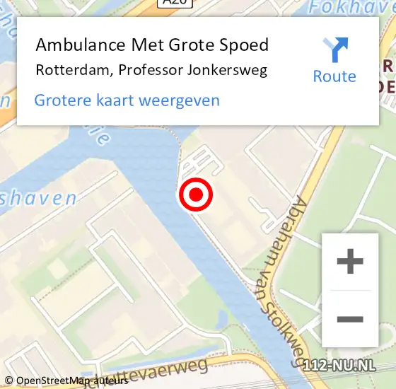 Locatie op kaart van de 112 melding: Ambulance Met Grote Spoed Naar Rotterdam, Professor Jonkersweg op 7 oktober 2024 19:28