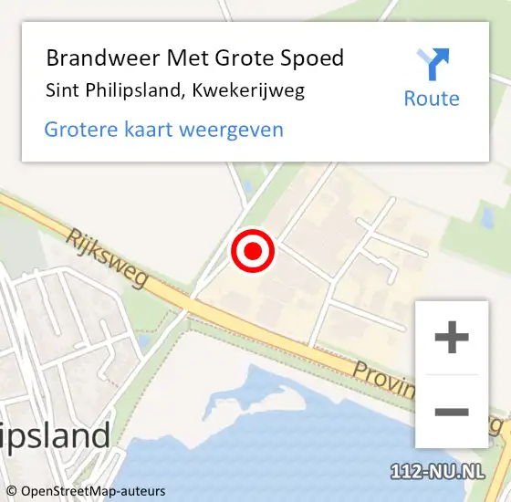 Locatie op kaart van de 112 melding: Brandweer Met Grote Spoed Naar Sint Philipsland, Kwekerijweg op 7 oktober 2024 19:30