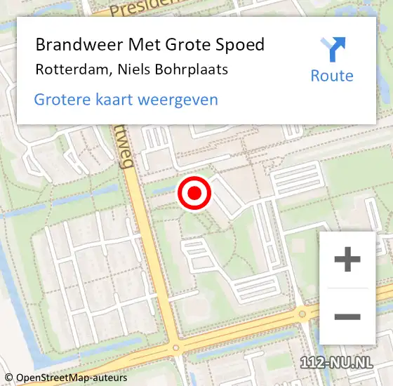 Locatie op kaart van de 112 melding: Brandweer Met Grote Spoed Naar Rotterdam, Niels Bohrplaats op 7 oktober 2024 19:36