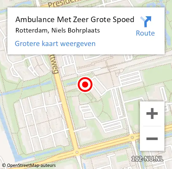 Locatie op kaart van de 112 melding: Ambulance Met Zeer Grote Spoed Naar Rotterdam, Niels Bohrplaats op 7 oktober 2024 19:36