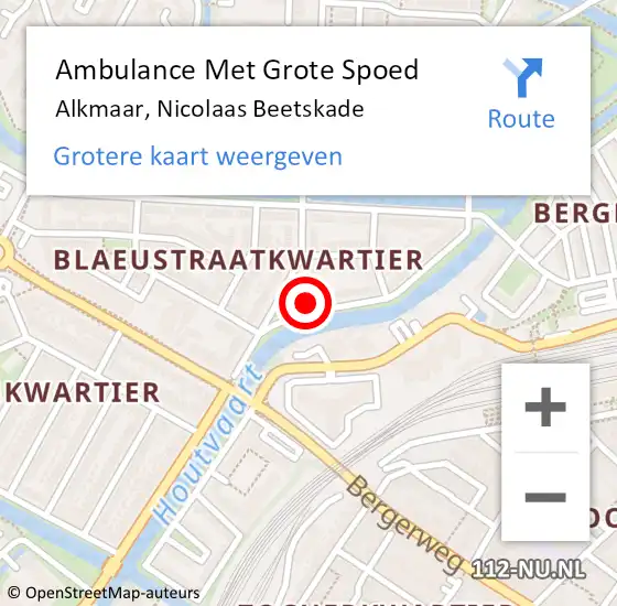 Locatie op kaart van de 112 melding: Ambulance Met Grote Spoed Naar Alkmaar, Nicolaas Beetskade op 7 oktober 2024 19:41