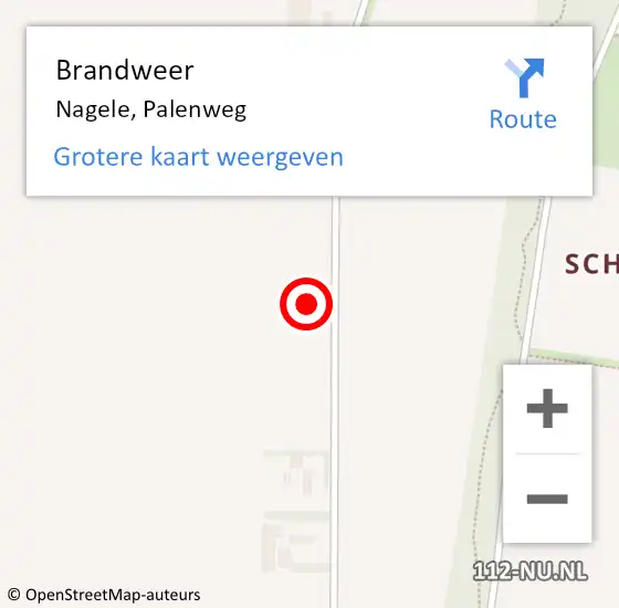 Locatie op kaart van de 112 melding: Brandweer Nagele, Palenweg op 7 oktober 2024 19:41