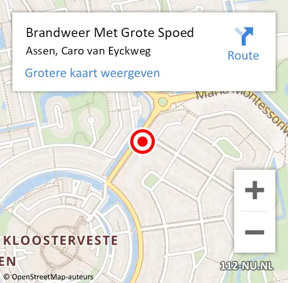 Locatie op kaart van de 112 melding: Brandweer Met Grote Spoed Naar Assen, Caro van Eyckweg op 7 oktober 2024 19:51