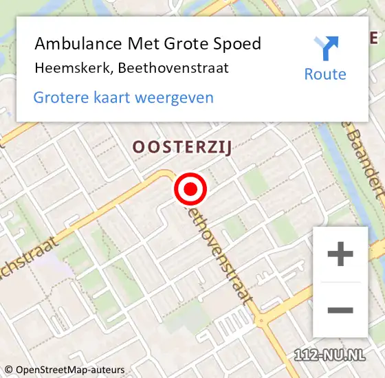 Locatie op kaart van de 112 melding: Ambulance Met Grote Spoed Naar Heemskerk, Beethovenstraat op 7 oktober 2024 19:54