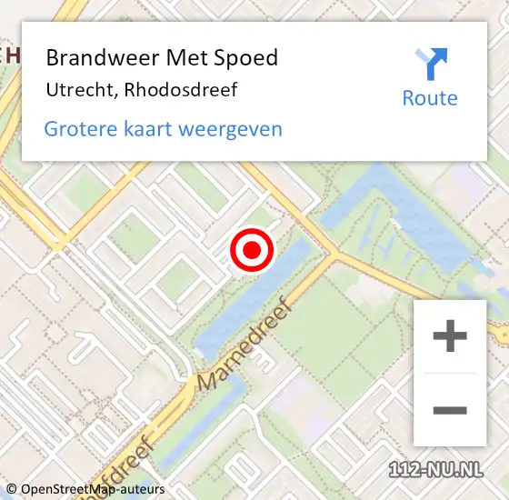 Locatie op kaart van de 112 melding: Brandweer Met Spoed Naar Utrecht, Rhodosdreef op 7 oktober 2024 20:08