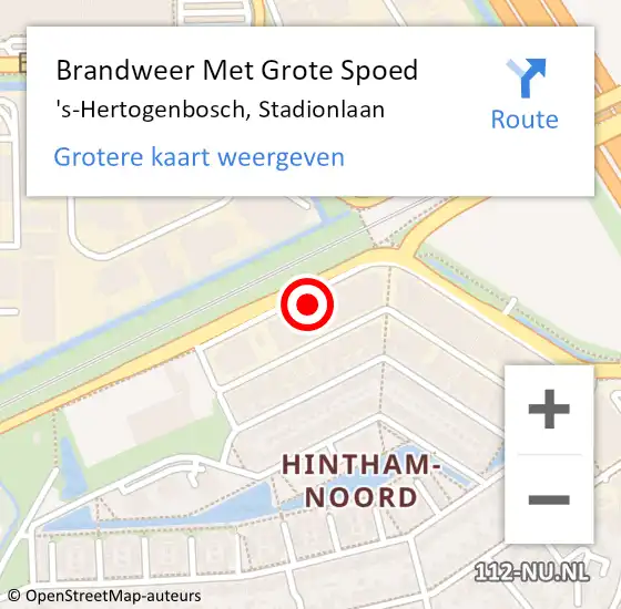 Locatie op kaart van de 112 melding: Brandweer Met Grote Spoed Naar 's-Hertogenbosch, Stadionlaan op 7 oktober 2024 20:10