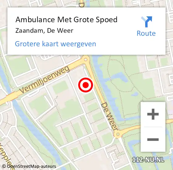 Locatie op kaart van de 112 melding: Ambulance Met Grote Spoed Naar Zaandam, De Weer op 7 oktober 2024 20:12