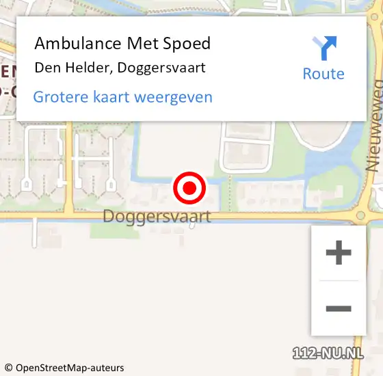 Locatie op kaart van de 112 melding: Ambulance Met Spoed Naar Den Helder, Doggersvaart op 7 oktober 2024 20:29