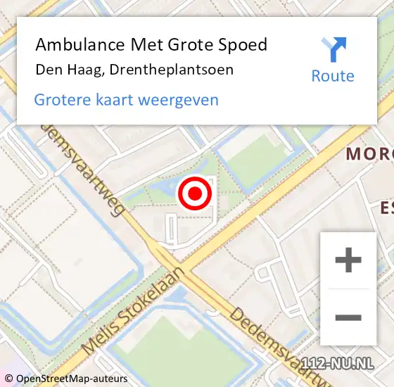 Locatie op kaart van de 112 melding: Ambulance Met Grote Spoed Naar Den Haag, Drentheplantsoen op 7 oktober 2024 20:31