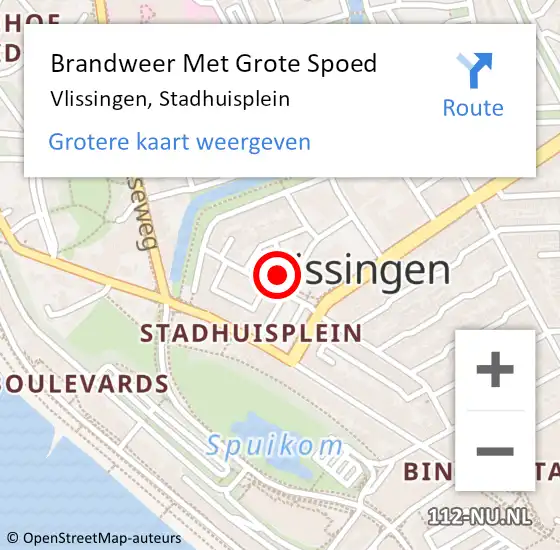 Locatie op kaart van de 112 melding: Brandweer Met Grote Spoed Naar Vlissingen, Stadhuisplein op 7 oktober 2024 20:39