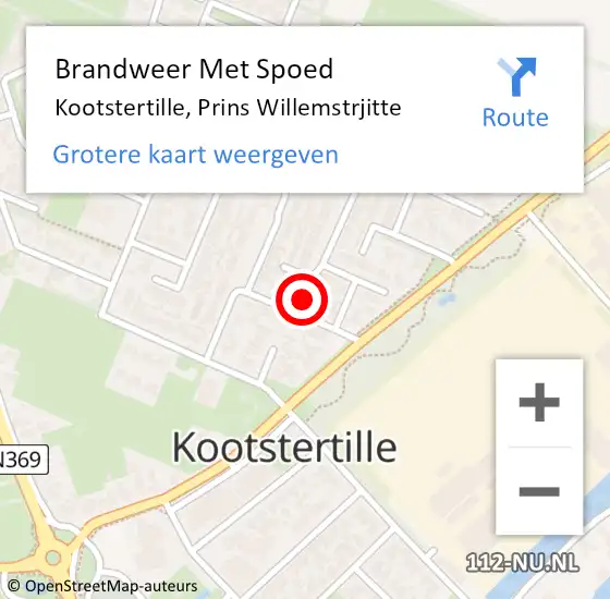 Locatie op kaart van de 112 melding: Brandweer Met Spoed Naar Kootstertille, Prins Willemstrjitte op 7 oktober 2024 21:24