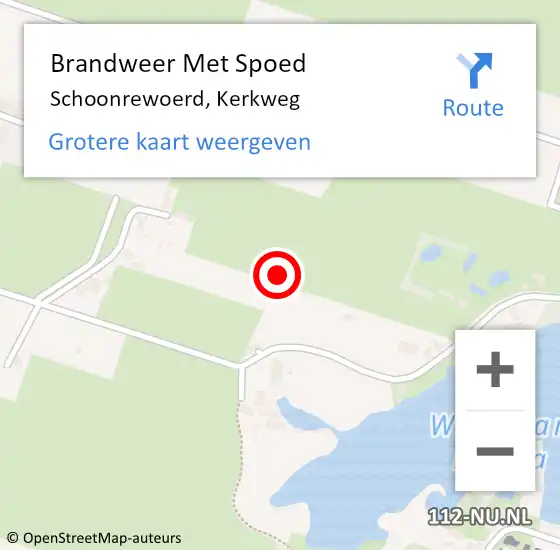 Locatie op kaart van de 112 melding: Brandweer Met Spoed Naar Schoonrewoerd, Kerkweg op 7 oktober 2024 21:24