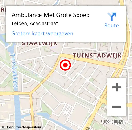 Locatie op kaart van de 112 melding: Ambulance Met Grote Spoed Naar Waddinxveen, Acaciastraat op 7 oktober 2024 22:00