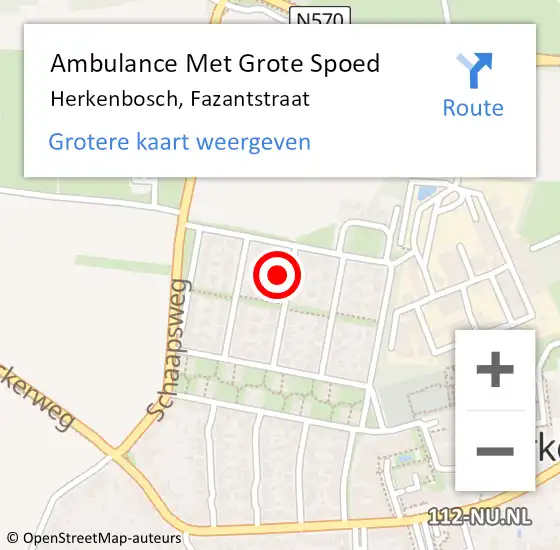 Locatie op kaart van de 112 melding: Ambulance Met Grote Spoed Naar Herkenbosch, Fazantstraat op 22 oktober 2014 16:07