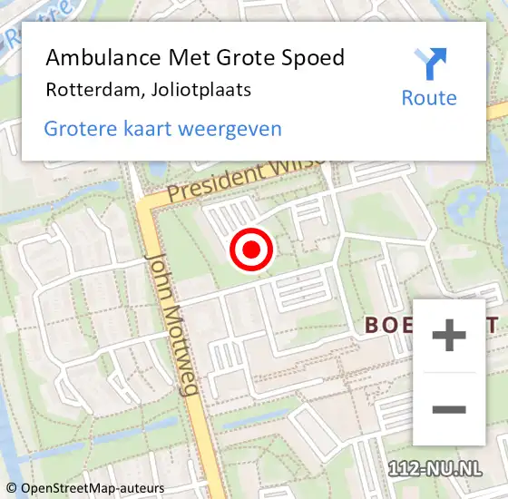 Locatie op kaart van de 112 melding: Ambulance Met Grote Spoed Naar Rotterdam, Joliotplaats op 7 oktober 2024 22:19