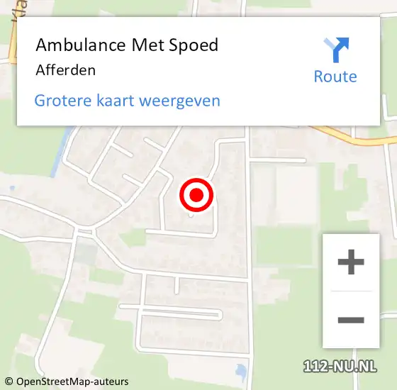 Locatie op kaart van de 112 melding: Ambulance Met Spoed Naar Afferden op 7 oktober 2024 22:23