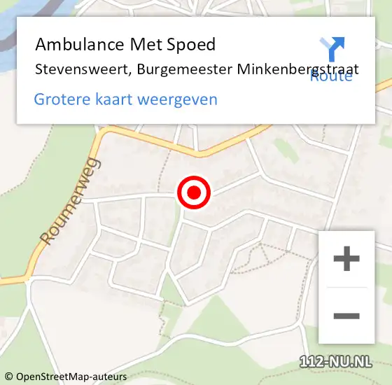 Locatie op kaart van de 112 melding: Ambulance Met Spoed Naar Stevensweert, Burgemeester Minkenbergstraat op 7 oktober 2024 22:46