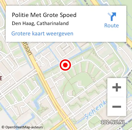 Locatie op kaart van de 112 melding: Politie Met Grote Spoed Naar Den Haag, Catharinaland op 7 oktober 2024 22:48