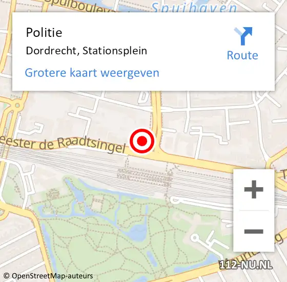 Locatie op kaart van de 112 melding: Politie Dordrecht, Stationsplein op 7 oktober 2024 22:58