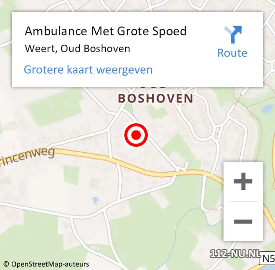 Locatie op kaart van de 112 melding: Ambulance Met Grote Spoed Naar Weert, Oud Boshoven op 7 oktober 2024 23:01