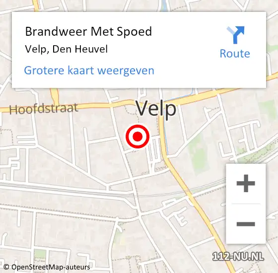 Locatie op kaart van de 112 melding: Brandweer Met Spoed Naar Velp, Den Heuvel op 7 oktober 2024 23:32