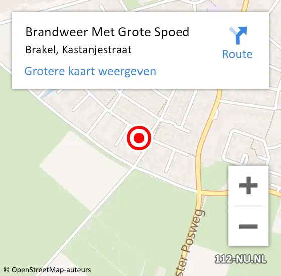 Locatie op kaart van de 112 melding: Brandweer Met Grote Spoed Naar Brakel, Kastanjestraat op 7 oktober 2024 23:44