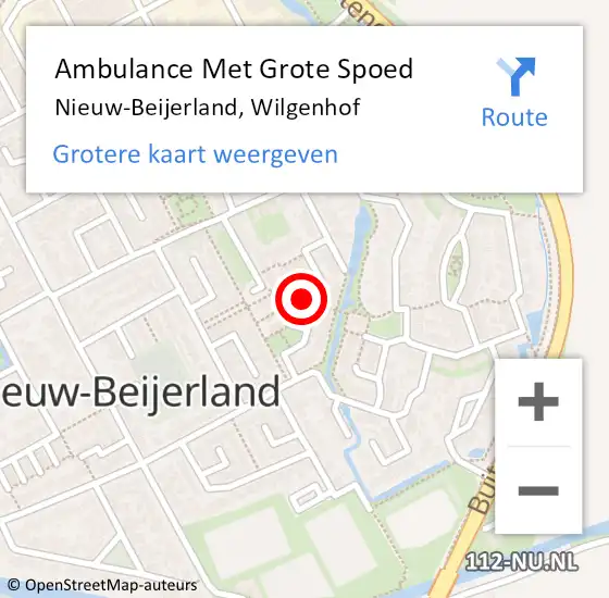 Locatie op kaart van de 112 melding: Ambulance Met Grote Spoed Naar Nieuw-Beijerland, Wilgenhof op 8 oktober 2024 00:02