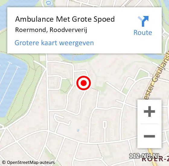 Locatie op kaart van de 112 melding: Ambulance Met Grote Spoed Naar Roermond, Roodververij op 8 oktober 2024 00:13