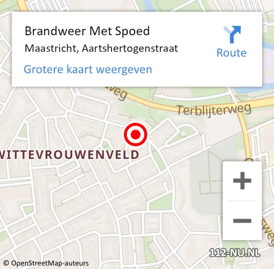 Locatie op kaart van de 112 melding: Brandweer Met Spoed Naar Maastricht, Aartshertogenstraat op 8 oktober 2024 00:29