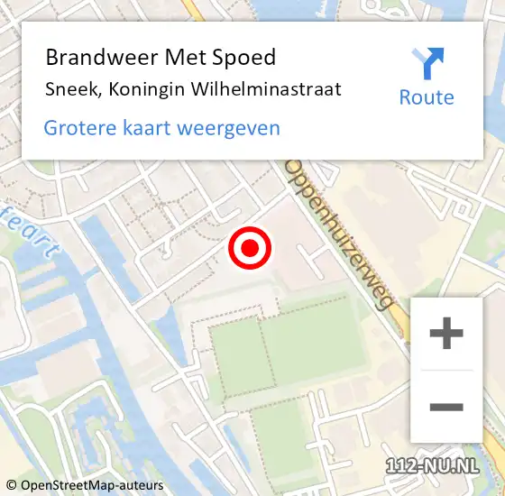 Locatie op kaart van de 112 melding: Brandweer Met Spoed Naar Sneek, Koningin Wilhelminastraat op 8 oktober 2024 00:44