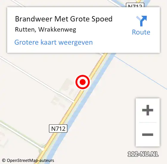 Locatie op kaart van de 112 melding: Brandweer Met Grote Spoed Naar Rutten, Wrakkenweg op 8 oktober 2024 01:35