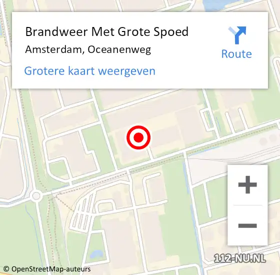 Locatie op kaart van de 112 melding: Brandweer Met Grote Spoed Naar Amsterdam, Oceanenweg op 8 oktober 2024 01:45