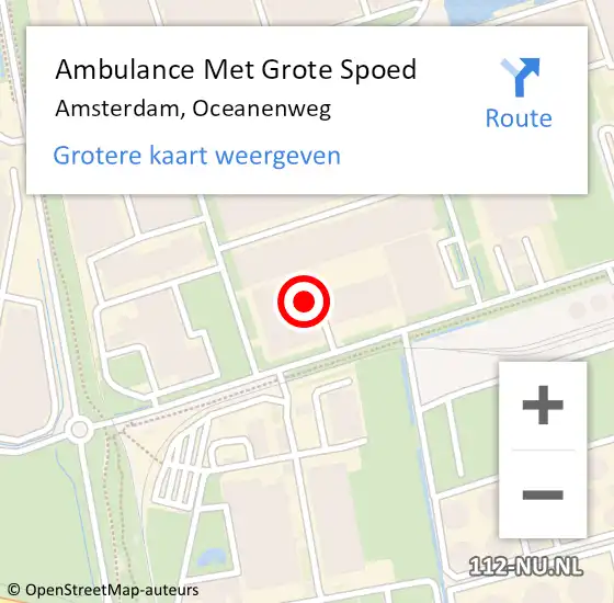 Locatie op kaart van de 112 melding: Ambulance Met Grote Spoed Naar Amsterdam, Oceanenweg op 8 oktober 2024 01:48