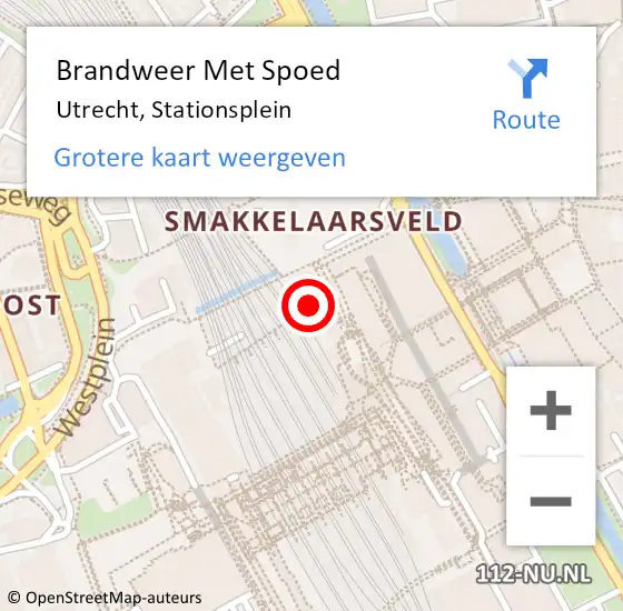 Locatie op kaart van de 112 melding: Brandweer Met Spoed Naar Utrecht, Stationsplein op 8 oktober 2024 02:04