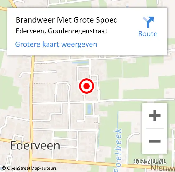 Locatie op kaart van de 112 melding: Brandweer Met Grote Spoed Naar Ederveen, Goudenregenstraat op 8 oktober 2024 02:51