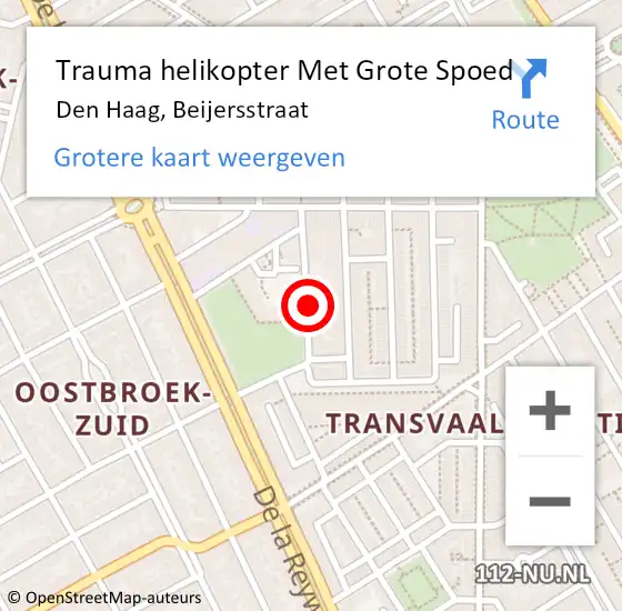 Locatie op kaart van de 112 melding: Trauma helikopter Met Grote Spoed Naar Den Haag, Beijersstraat op 8 oktober 2024 03:00