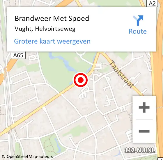 Locatie op kaart van de 112 melding: Brandweer Met Spoed Naar Vught, Helvoirtseweg op 8 oktober 2024 03:25