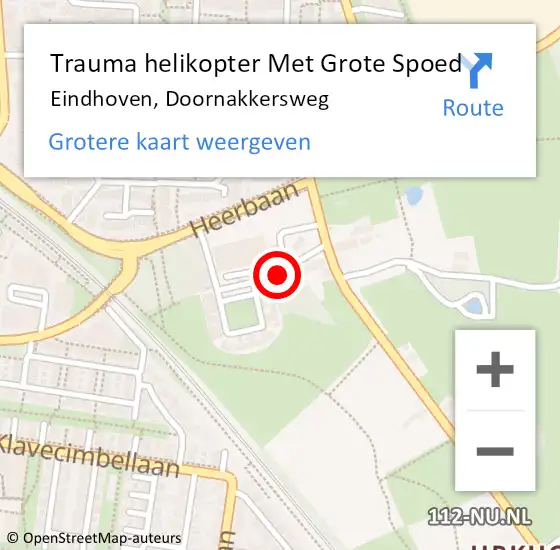 Locatie op kaart van de 112 melding: Trauma helikopter Met Grote Spoed Naar Eindhoven, Doornakkersweg op 8 oktober 2024 05:04