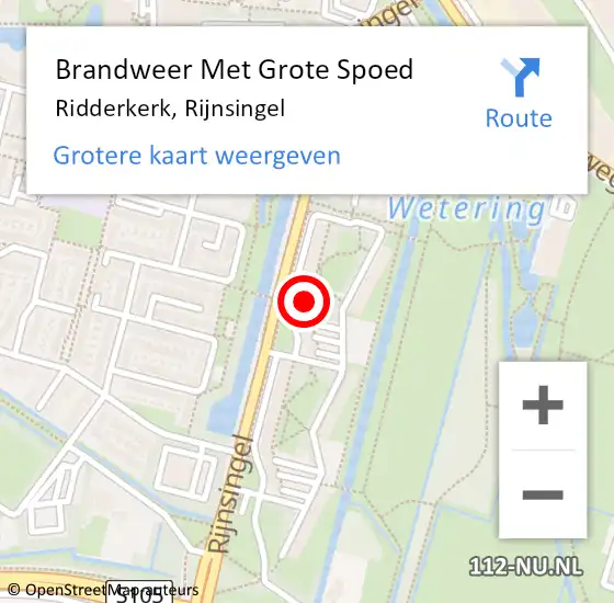 Locatie op kaart van de 112 melding: Brandweer Met Grote Spoed Naar Ridderkerk, Rijnsingel op 8 oktober 2024 05:13