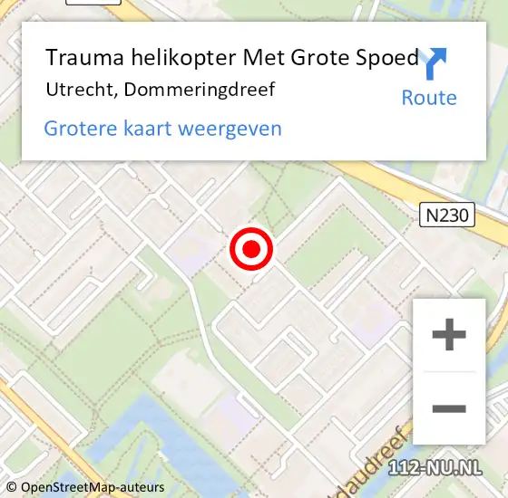 Locatie op kaart van de 112 melding: Trauma helikopter Met Grote Spoed Naar Utrecht, Dommeringdreef op 8 oktober 2024 05:50