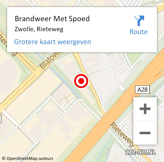 Locatie op kaart van de 112 melding: Brandweer Met Spoed Naar Zwolle, Rieteweg op 8 oktober 2024 06:08