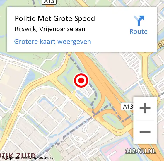 Locatie op kaart van de 112 melding: Politie Met Grote Spoed Naar Rijswijk, Vrijenbanselaan op 8 oktober 2024 06:31